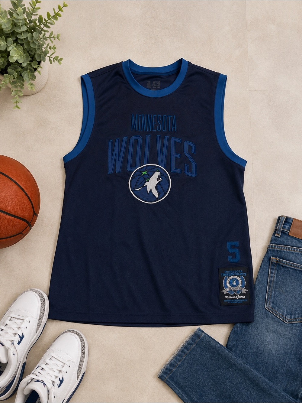 Minnesota Wolves Navy Blue Sleeveless Jersey Shirt Edwards